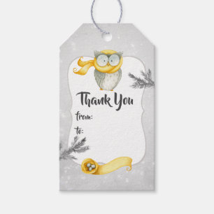 Étiquettes-cadeau Baby shower de Noël de la Chouette d'hiver