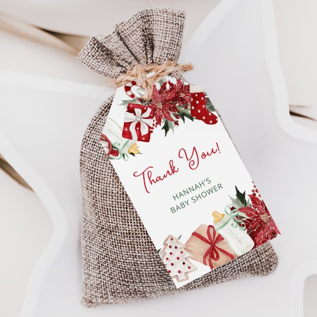 Étiquettes-cadeau Baby shower de Noël Merci Favor (Créateur téléchargé)