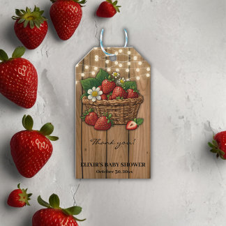 Étiquettes-cadeau Baby shower de panier à fraise