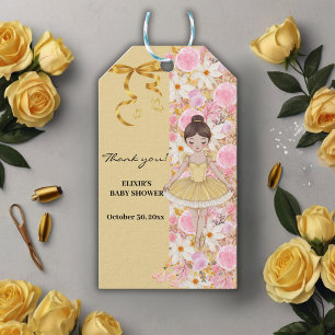 Étiquettes-cadeau Baby shower de papillons Tutu Ballerina Jaune