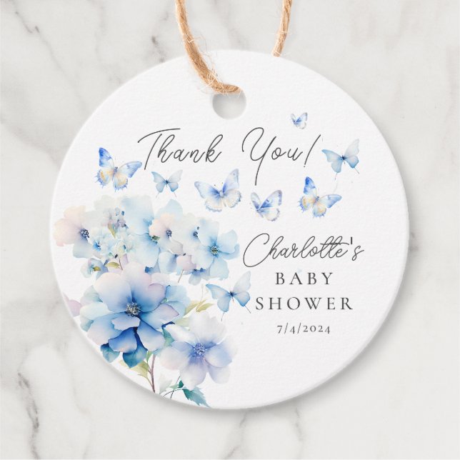 Étiquettes Cadeau Baby shower de papillons Whimsical (Devant)