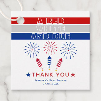 Étiquettes Cadeau Baby shower de pétards 4 juillet blanc