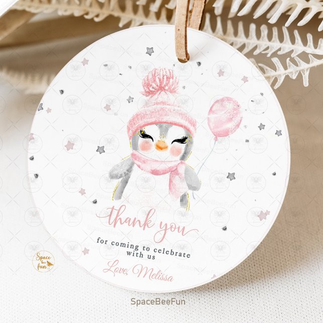 Étiquettes Cadeau Baby shower de pingouin d'hiver (Penguin baby shower favor tag, penguin theme favor tags, personalized penguin baby shower favor tag,)