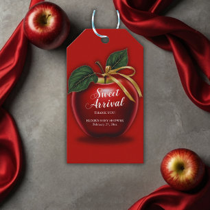Étiquettes-cadeau Baby shower de pomme rouge d'arrivée douce