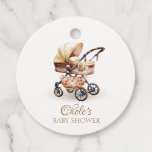Étiquettes Cadeau Baby shower de poussette florale Boho neutre pour