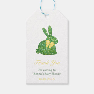 Étiquettes-cadeau Baby shower de printemps vert jaune du lapin Topia