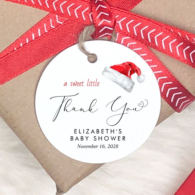 Étiquettes Cadeau Baby shower de Santa Hat Merci (Créateur téléchargé)