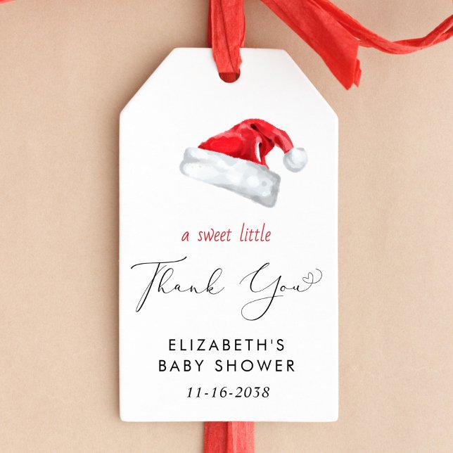 Étiquettes-cadeau Baby shower de Santa Hat Merci (Créateur téléchargé)