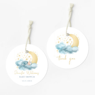 Étiquettes Cadeau Baby shower de scintille d'or bleu merci pour les
