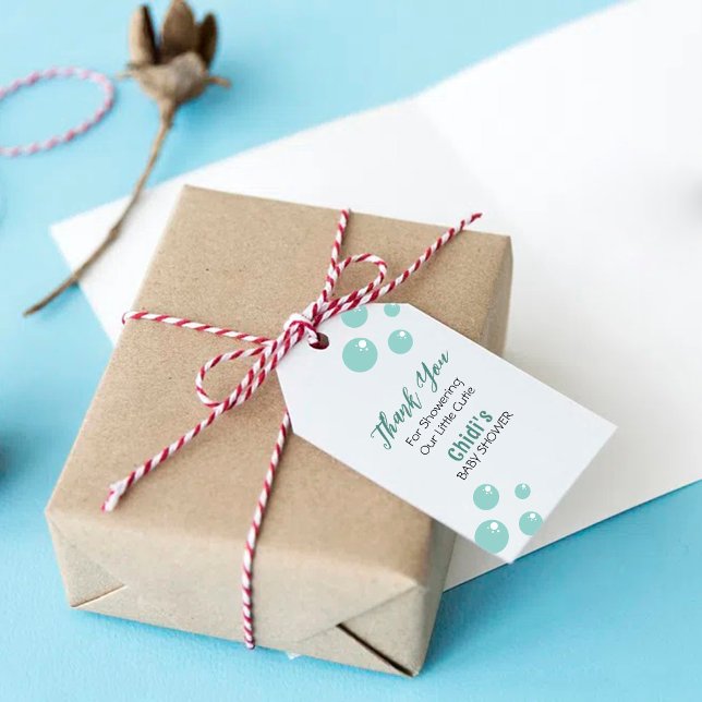 Étiquettes-cadeau Baby shower de sirène couleur méduse aquarelle (Créateur téléchargé)