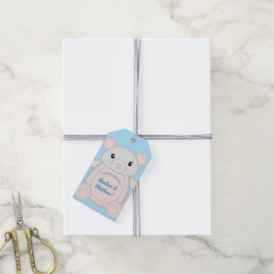 Étiquettes-cadeau Baby shower de souris bleu