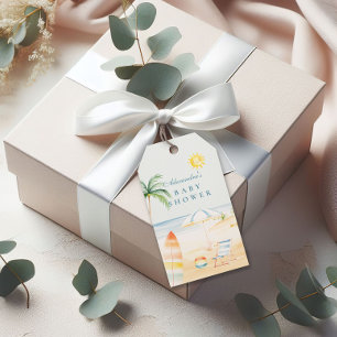 Étiquettes-cadeau Baby shower de Surf de plage de bord bébé