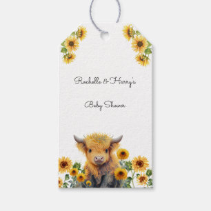 Étiquettes-cadeau Baby shower de tournesols de Vache de haute mer