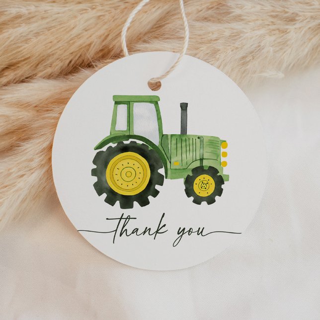 Étiquettes Cadeau Baby shower de tracteur aquarelle (Créateur téléchargé)