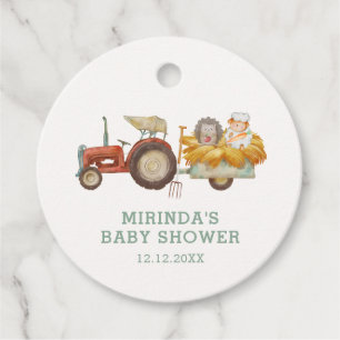 Étiquettes Cadeau Baby shower de tracteur de ferme de hérisson migno