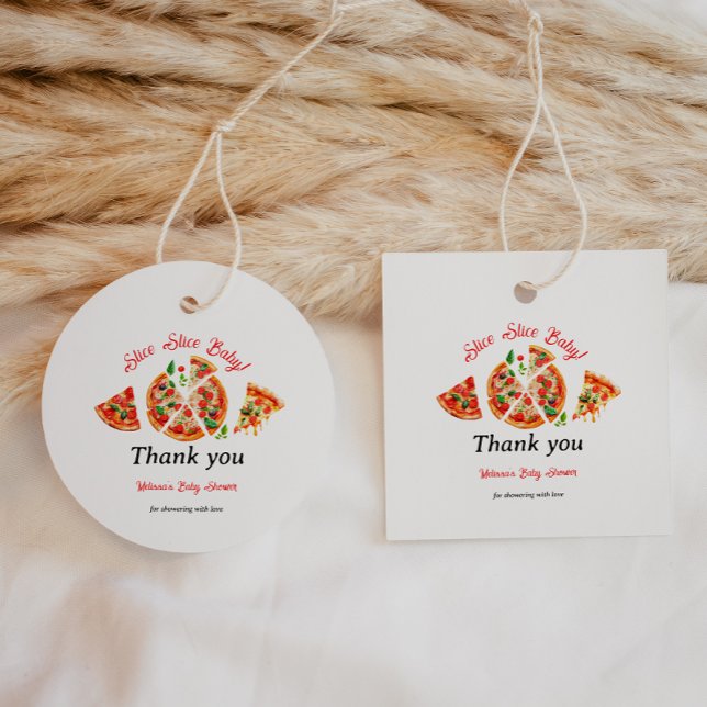 Étiquettes Cadeau Baby shower de tranche de pizza italienne moderne (Créateur téléchargé)