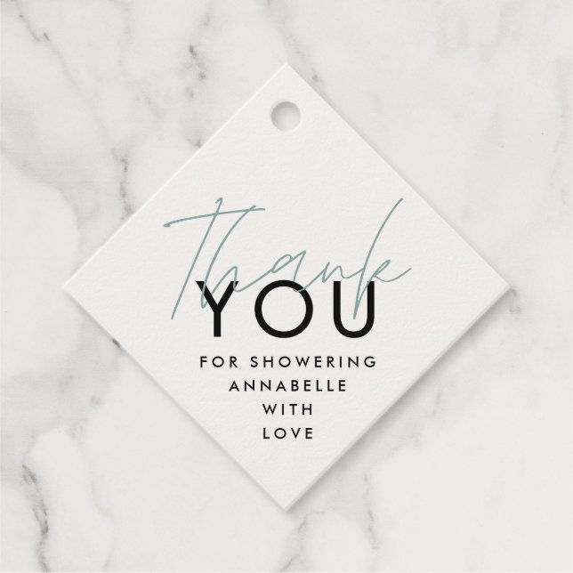 Étiquettes Cadeau Baby shower de typographie moderne merci (Devant)