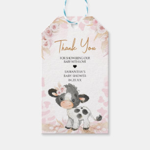 Étiquettes-cadeau Baby shower de vache rose Saint Favoriser les étiq