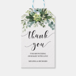 Étiquettes-cadeau baby shower de végétation succulent de Boho