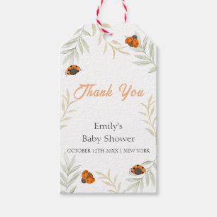 Étiquettes-cadeau Baby shower de verdure de l'automne rustique Ladyb