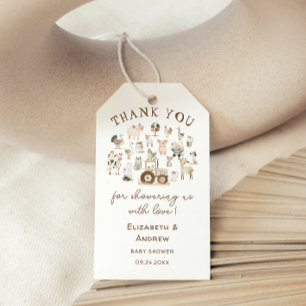Étiquettes-cadeau Baby shower des animaux de ferme