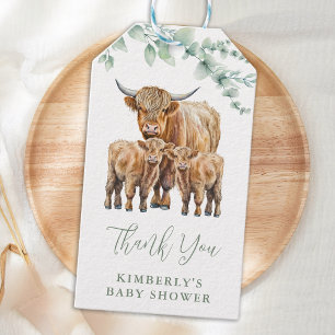 Étiquettes-cadeau Baby shower des animaux de ferme Highland Cow Twin