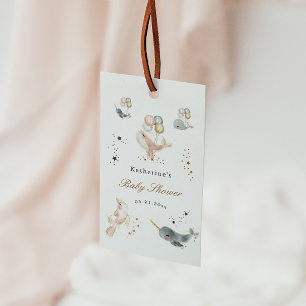 Étiquettes-cadeau Baby shower des baleines magiques