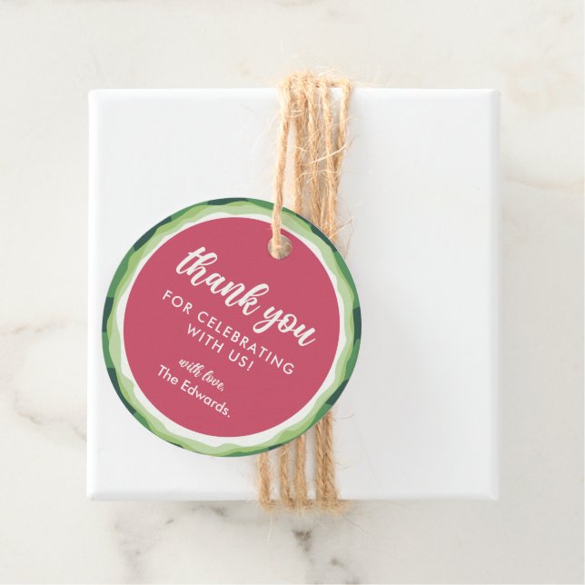 Étiquettes Cadeau Baby shower d'été de la pastèque douce (En situation)