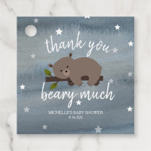 Étiquettes Cadeau Baby shower d'étoiles d'aquarelle de l'ours doré