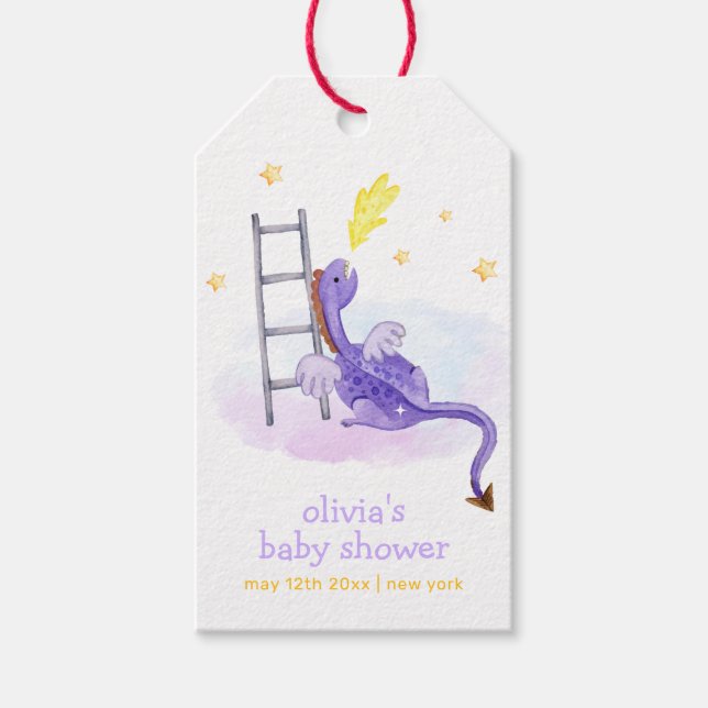 Étiquettes-cadeau Baby shower d'étoiles Dragon Dreamy (Devant)