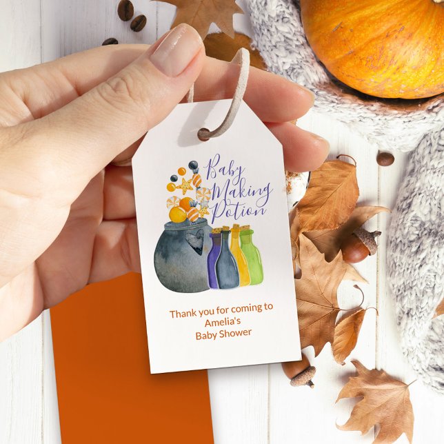 Étiquettes-cadeau Baby shower d'Halloween faire du Merci de potion (Baby Making Potion baby shower favor tags)