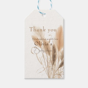 Étiquettes-cadeau Baby shower d'herbe Pampas