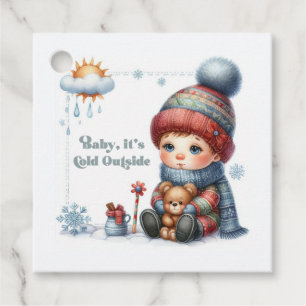 Étiquettes Cadeau Baby Shower d'hiver "Bébé, il fait froid dehors"