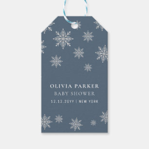 Étiquettes-cadeau Baby shower d'hiver de la Marine Blue Boho