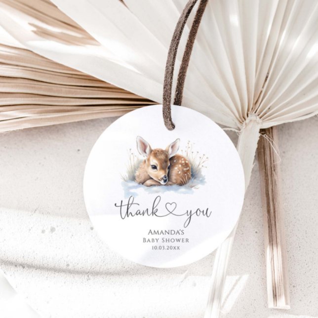 Étiquettes Cadeau Baby shower d'hiver Deer Woodland (Créateur téléchargé)