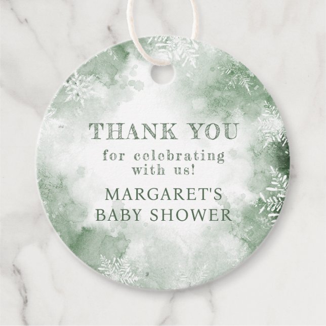 Étiquettes Cadeau baby shower d'hiver Merci (Devant)