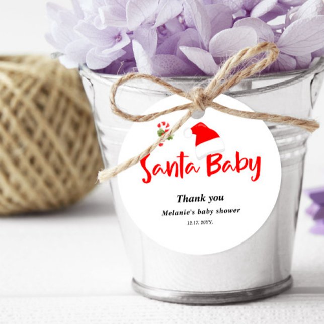 Étiquettes Cadeau Baby shower d'hiver père Noël Baby Christmas (Créateur téléchargé)