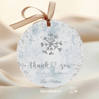 Étiquettes Cadeau Baby shower d'hiver Snowflake