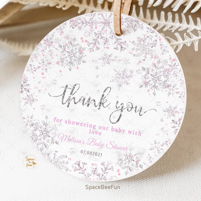 Étiquettes Cadeau Baby shower d'hiver Snowflake (snowflake baby shower,favo tag,sticker thank you,invitation,winter baby shower,baby shower,snowflake)