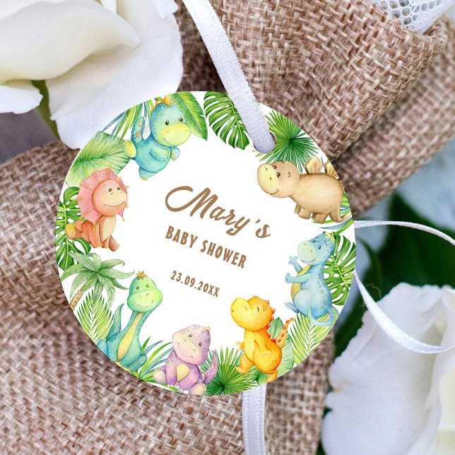 Étiquettes Cadeau Baby-Shower Dinosaure (Créateur téléchargé)