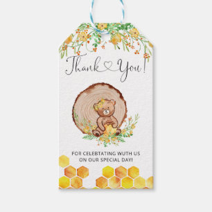 Étiquettes-cadeau Baby shower d'ours au miel mignon merci tag