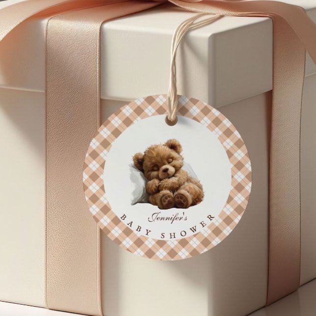Étiquettes Cadeau Baby shower d'ours en peluche mignon (Créateur téléchargé)