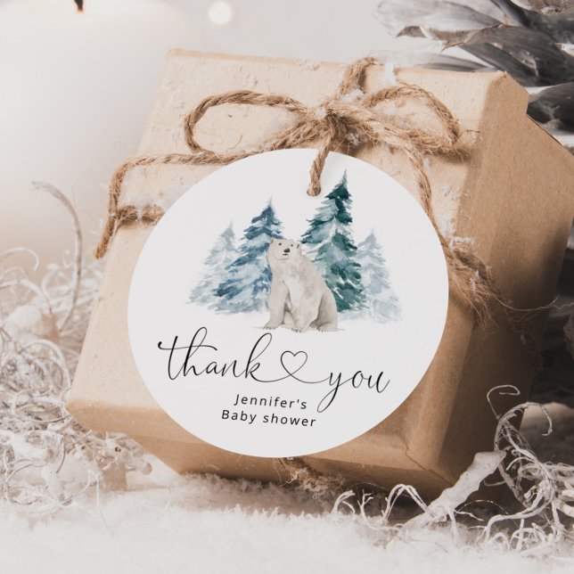 Étiquettes Cadeau Baby shower d'ours polaire merci (Créateur téléchargé)