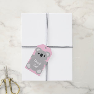 Étiquettes-cadeau Baby shower d'ours rose Koala