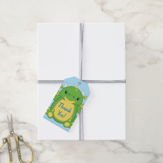 Étiquettes-cadeau Baby shower Dragon (Avec de la ficelle)
