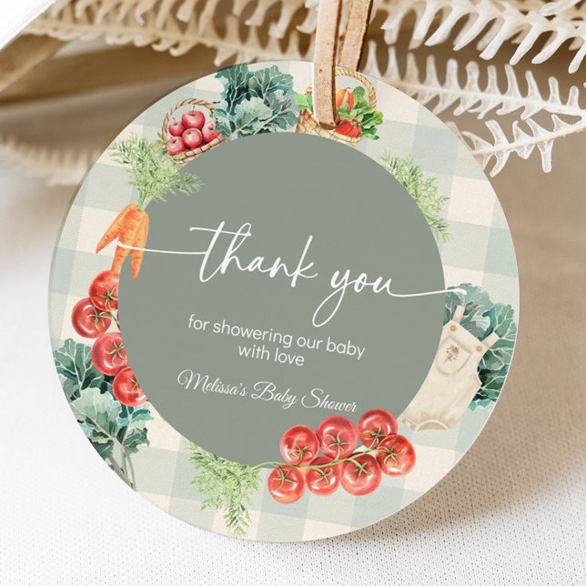 Étiquettes Cadeau Baby shower du marché des producteurs de bébés cul (Farmers market baby shower favor tag with rustic locally grown baby design)