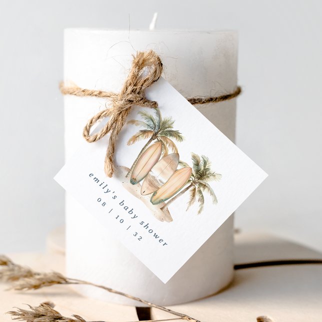 Étiquettes Cadeau Baby shower du Surf côtier (Créateur téléchargé)