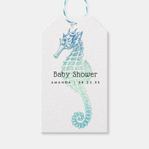 Étiquettes-cadeau Baby-Shower Élégant pour Hippocampe