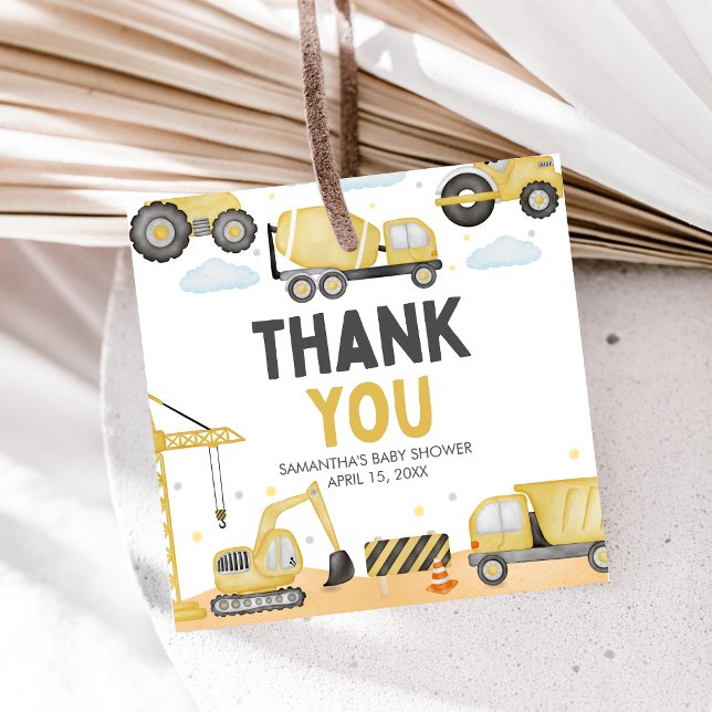 Étiquettes Cadeau Baby Shower En Construction (Caution Baby Under Construction Baby Shower Favor Tags)