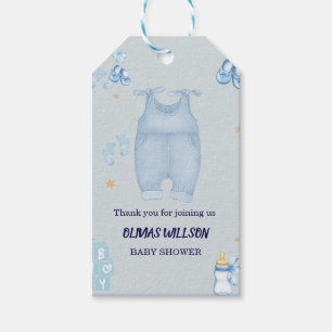 Étiquettes-cadeau Baby shower en jean bleu bébé denim invitation
